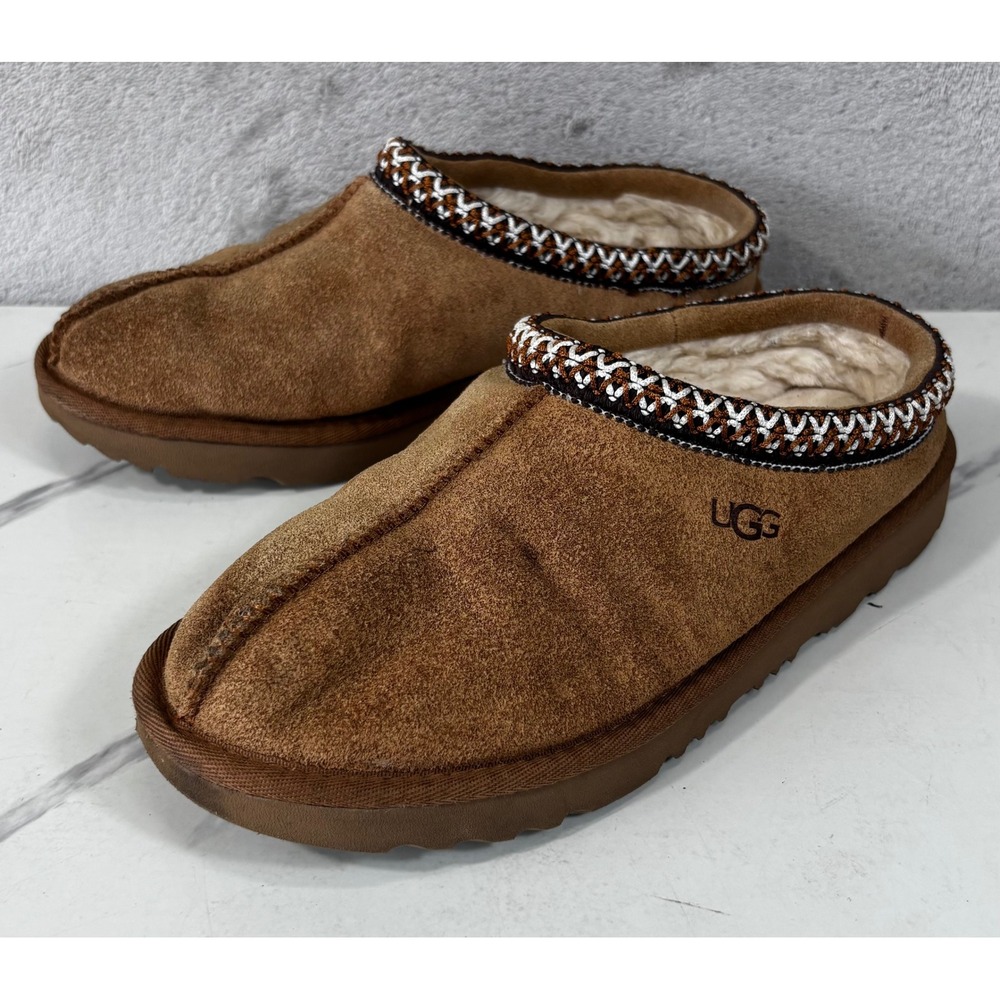 UGG Tasman Suede Slipper Women 5 Chestnut 1019066 Braid Slip On